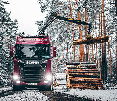 Kurzholzzug von Scania